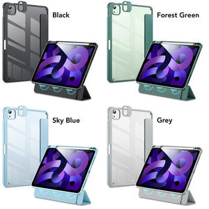 Best tablet case or iPad Air 5, iPad Air 4, iPad Pro 11 case Pro, ESR Rebound Hybrid iPad Case Pro and tablet holder bundle, ergonomic iPad holder bundle, iPad case with removable cover, removable foldable flap, tablet case with a clear back, shock-absorbing corners, and a detachable cover, forest green, Sky Blue, Black or Grey, universal tablet handle