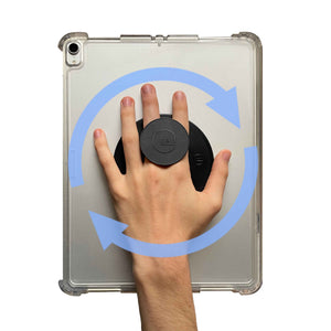 ipad holder, tablet holder, ipad grip, ergonomic holder finger grip