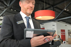 G-Hold Ergonomic Tablet Holder in Nissan Showroom