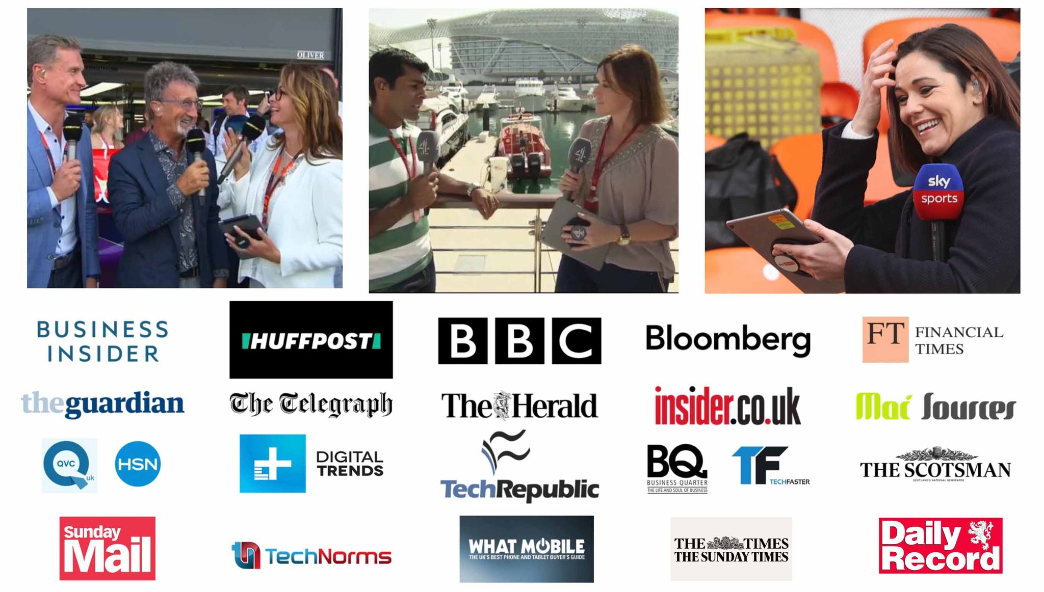 G-Hold in the press, The Guardian,The Telegraph, Insider Magazine, Tech Republic, Eilidh Barbour, Sky sports, Lee McKenzie, Daily Mail, Dragons Den, BBC, The Scotsman, Huffington Post, Bloomberg, Financial Times, Business Insider, Channel 4, Formula 1